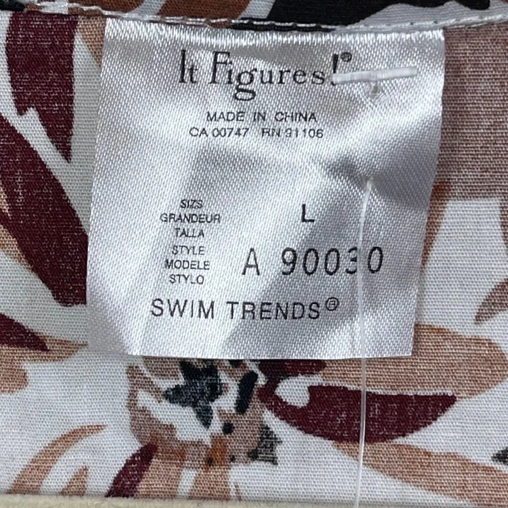 IT Figures Swimsuit Cover Women's size L Brown White Floral Empire Waist NWT's - Picture 3 of 6